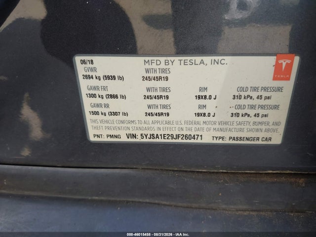 5YJSA1E29JF260471 Tesla Model S 100d/75d/p100d
