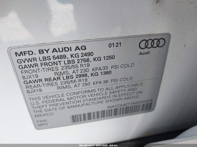 Aukcja sprzedaży 2021 Audi Q5 Prestige 45 Tfsi Quattro S Tronic, vin: WA1CAAFY1M2055574, numer aukcji: 46015473