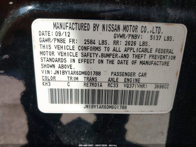 Продаж на аукціоні авто 2013 Infiniti M37x, vin: JN1BY1AR6DM601788, номер лоту: 46015557