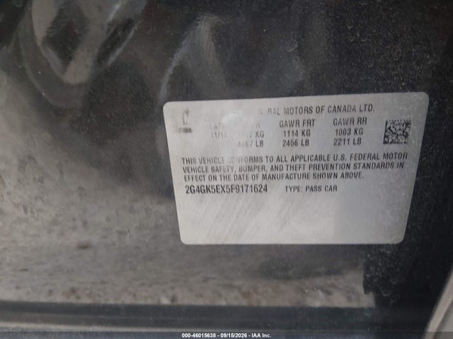 2015 Buick Regal Turbo მანქანა იყიდება აუქციონზე, vin: 2G4GK5EX5F9171624, აუქციონის ნომერი: 46015638