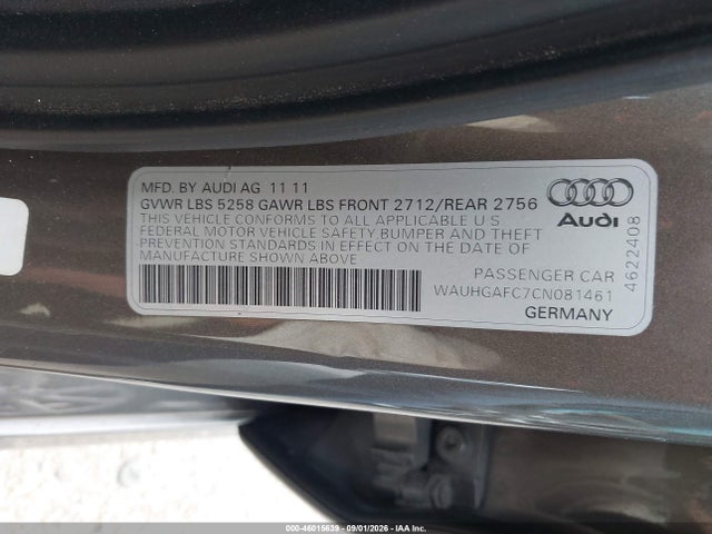 46015639 :رقم المزاد ، WAUHGAFC7CN081461 vin ، 2012 Audi A6 3.0t Prestige مزاد بيع