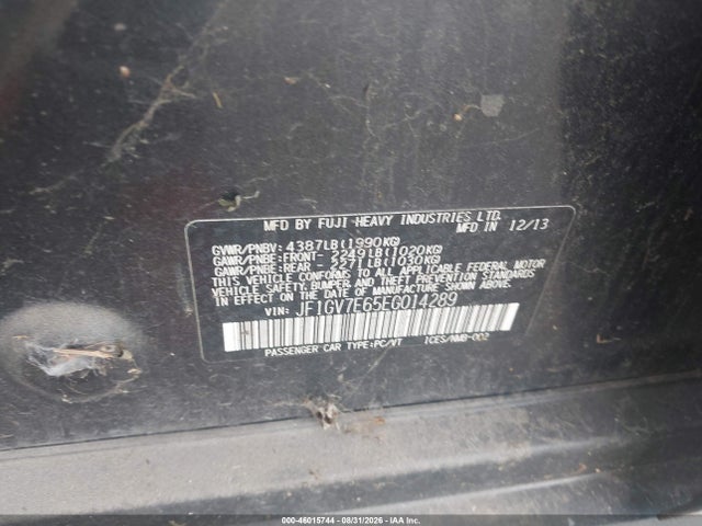 Продаж на аукціоні авто 2014 Subaru Impreza Wrx, vin: JF1GV7E65EG014289, номер лоту: 46015744