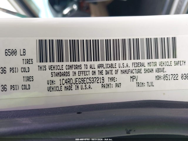 Aukcja sprzedaży 2014 Dodge Durango Citadel, vin: 1C4RDJEG9EC537219, numer aukcji: 46015793