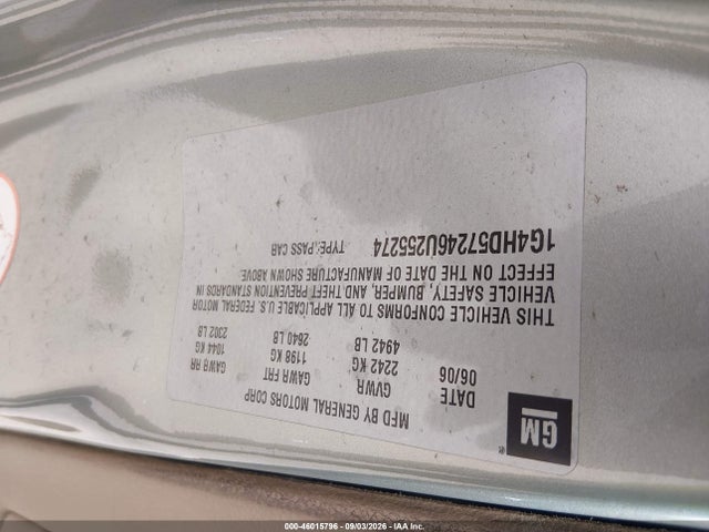 Aukcja sprzedaży 2006 Buick Lucerne Cxl, vin: 1G4HD57246U255274, numer aukcji: 46015796