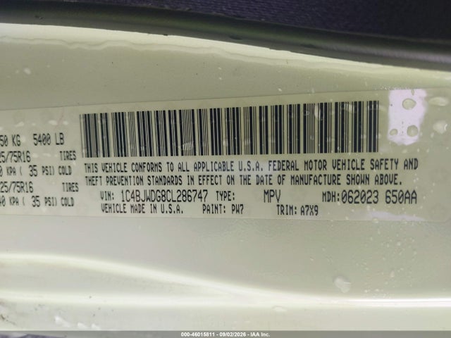 Продажа на аукционе авто 2012 Jeep Wrangler Unlimited Sport, vin: 1C4BJWDG8CL286747, номер лота: 46015811