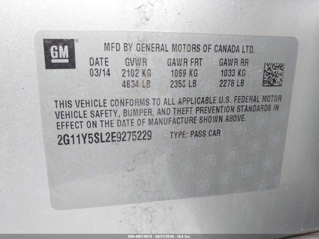 2G11Y5SL2E9275229 Chevrolet Impala 1ls
