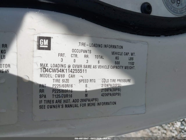 46015847 :رقم المزاد ، 1G4CW54K114255511 vin ، 2001 Buick Park Avenue مزاد بيع