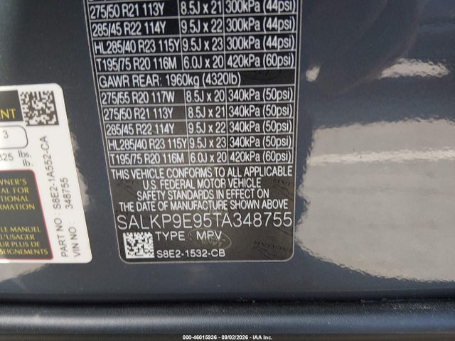 SALKP9E95TA348755 Land Rover Range Rover P530 Se