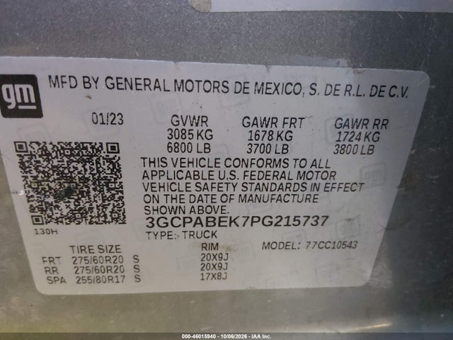 Chevrolet Silverado 1500 2023 3GCPABEK7PG215737 Image 9