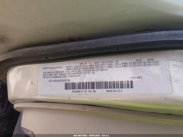 Продаж на аукціоні авто 2005 Subaru Outback 3.0r, vin: 4S4BL84C654225134, номер лоту: 46015955
