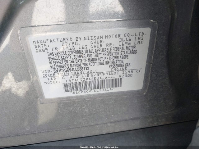 Aukcja sprzedaży 2020 Nissan Kicks Sv Xtronic Cvt, vin: 3N1CP5CV4LL538112, numer aukcji: 46015962