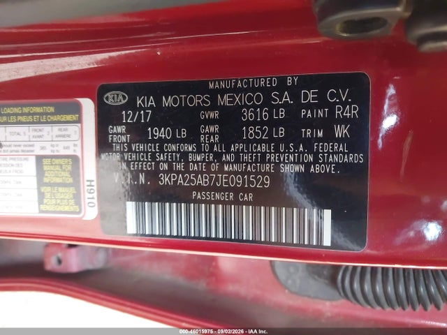 KIA RIO S 2018 3KPA25AB7JE091529 Image 9