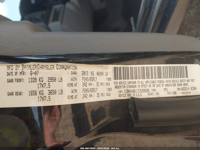 2007 Jeep Commander Sport მანქანა იყიდება აუქციონზე, vin: 1J8HH48K17C699696, აუქციონის ნომერი: 46015993