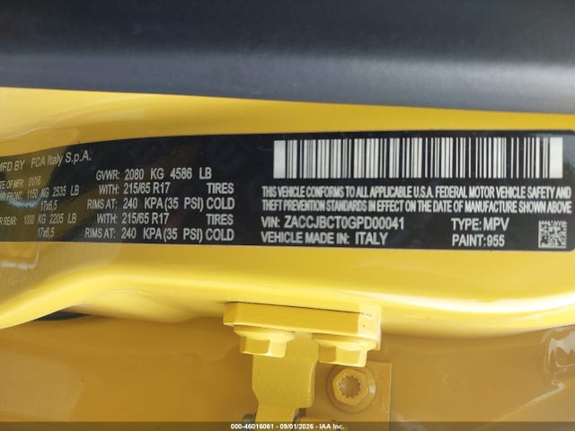 46016061 :رقم المزاد ، ZACCJBCT0GPD00041 vin ، 2016 Jeep Renegade Trailhawk مزاد بيع
