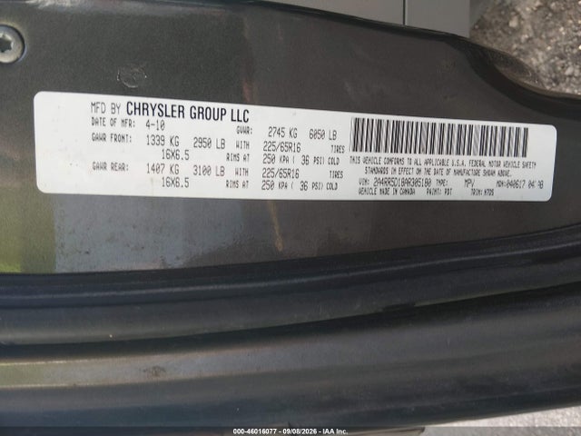 Продаж на аукціоні авто 2010 Chrysler Town & Country Touring, vin: 2A4RR5D18AR305180, номер лоту: 46016077