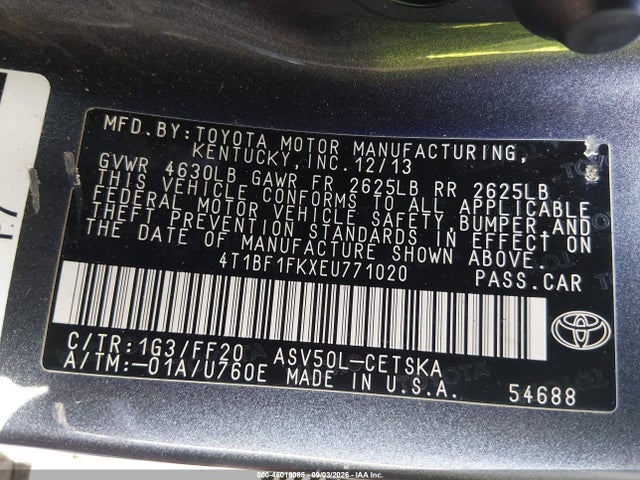Продажа на аукционе авто 2014 Toyota Camry Se, vin: 4T1BF1FKXEU771020, номер лота: 46016085