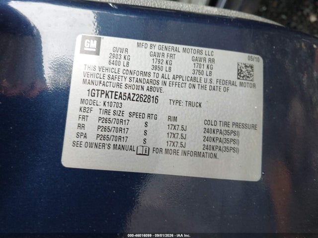 Продаж на аукціоні авто 2010 Gmc Sierra 1500 Work Truck, vin: 1GTPKTEA5AZ262816, номер лоту: 46016099