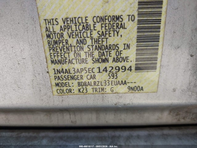 Продажа на аукционе авто 2014 Nissan Altima 2.5 S, vin: 1N4AL3AP5EC142994, номер лота: 46016117