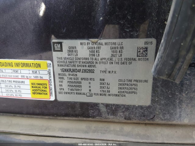 1GNKRJKD4FJ362802 Chevrolet Traverse Ltz
