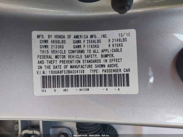 Aukcja sprzedaży 2011 Acura Tl 3.5, vin: 19UUA8F52BA004159, numer aukcji: 46016150