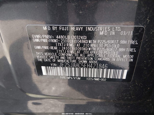 Продаж на аукціоні авто 2014 Subaru Forester 2.5i Limited, vin: JF2SJAHC5EH421846, номер лоту: 46016165