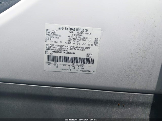 Продажа на аукционе авто 2019 Ford Explorer Sport, vin: 1FM5K8GTXKGB27861, номер лота: 46016241