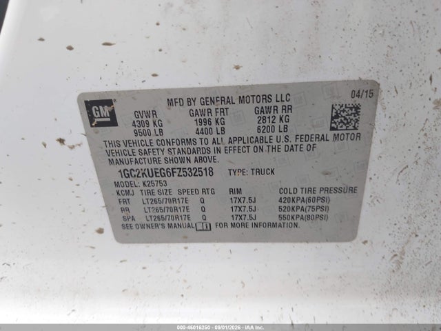Продаж на аукціоні авто 2015 Chevrolet Silverado 2500hd Wt, vin: 1GC2KUEG6FZ532518, номер лоту: 46016250