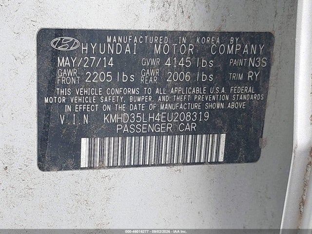 2014 Hyundai Elantra Gt მანქანა იყიდება აუქციონზე, vin: KMHD35LH4EU208319, აუქციონის ნომერი: 46016277