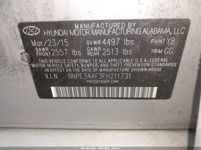Продаж на аукціоні авто 2015 Hyundai Sonata Limited, vin: 5NPE34AF3FH211731, номер лоту: 46016303