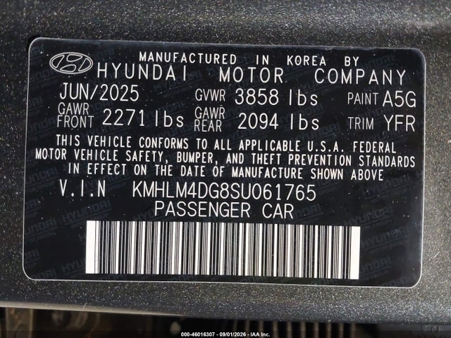 Aukcja sprzedaży 2025 Hyundai Elantra Sel Sport, vin: KMHLM4DG8SU061765, numer aukcji: 46016307
