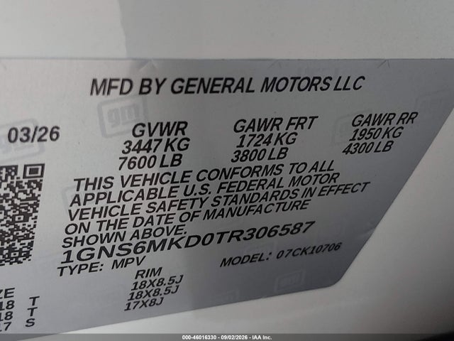 Продажа на аукционе авто 2026 Chevrolet Tahoe 4wd Ls, vin: 1GNS6MKD0TR306587, номер лота: 46016330