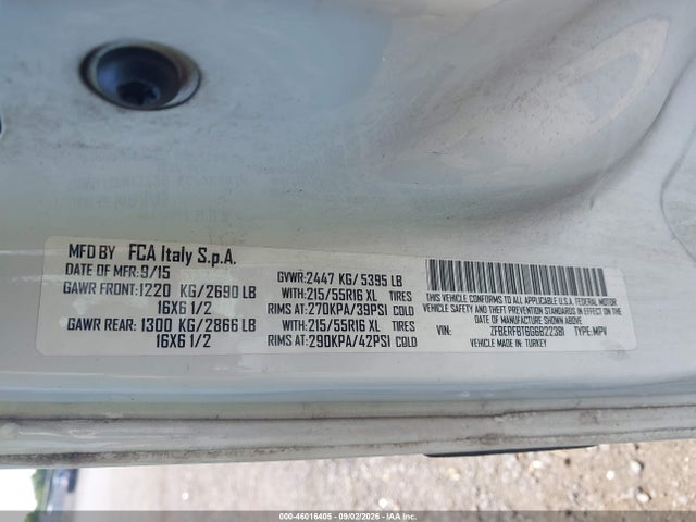 46016405 :رقم المزاد ، ZFBERFBT6G6B22381 vin ، 2016 Ram Promaster City Tradesman Slt مزاد بيع