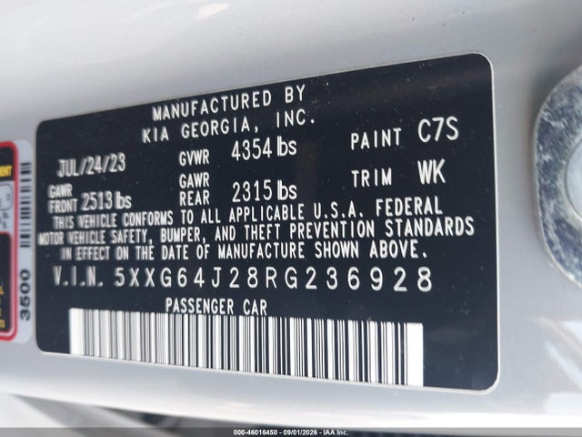 Продажа на аукционе авто 2024 Kia K5 Gt-line, vin: 5XXG64J28RG236928, номер лота: 46016450