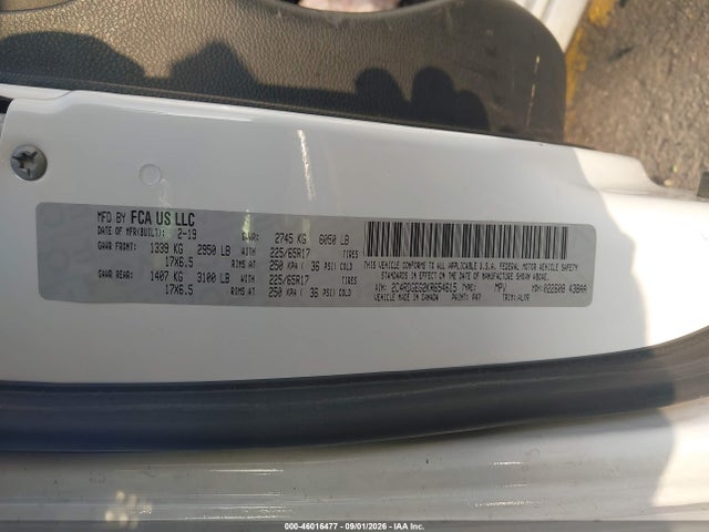 Продаж на аукціоні авто 2019 Dodge Grand Caravan Gt, vin: 2C4RDGEG2KR654615, номер лоту: 46016477