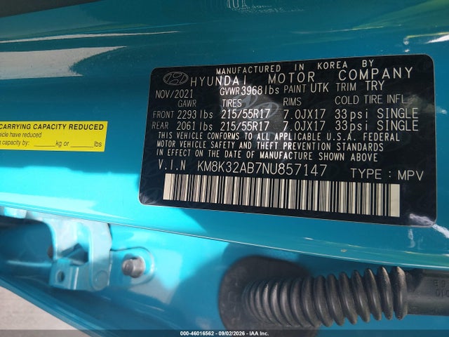 Hyundai Kona Sel 2022 KM8K32AB7NU857147 Image 9