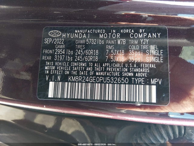 Продажа на аукционе авто 2023 Hyundai Palisade Sel, vin: KM8R24GE0PU532650, номер лота: 46016570