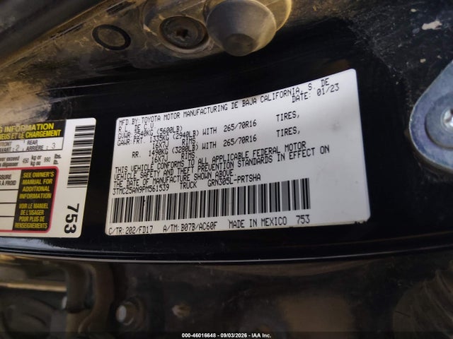 Продаж на аукціоні авто 2023 Toyota Tacoma Trd Off Road, vin: 3TMCZ5AN9PM561539, номер лоту: 46016648