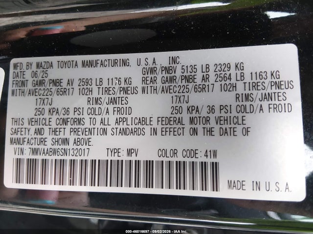46016697 :رقم المزاد ، 7MMVAABW6SN132017 vin ، 2025 Mazda Cx-50 Hybrid Preferred Package مزاد بيع