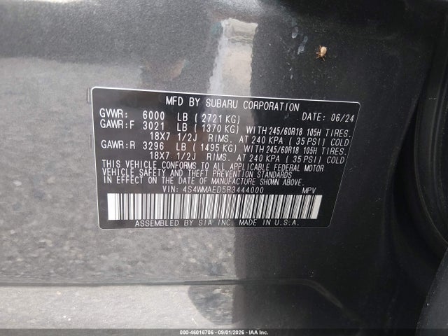 Продажа на аукционе авто 2024 Subaru Ascent Premium 7-passenger, vin: 4S4WMAED5R3444000, номер лота: 46016706