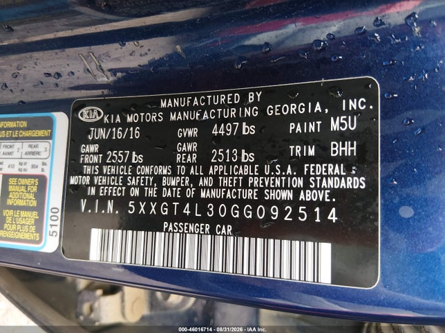 KIA Optima Lx 2016 5XXGT4L30GG092514 Image 9
