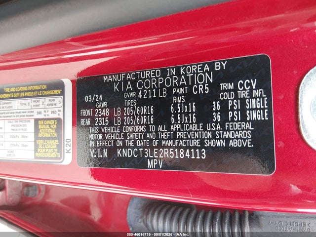 KNDCT3LE2R5184113 KIA NIRO SX