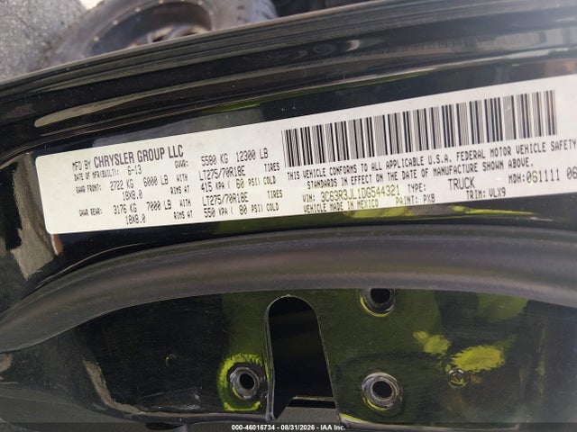 46016734 :رقم المزاد ، 3C63R3JL1DG544321 vin ، 2013 Ram 3500 Laramie مزاد بيع