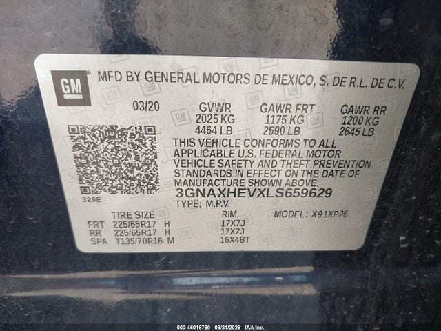Chevrolet Equinox Fwd Ls 2020 3GNAXHEVXLS659629 Image 9