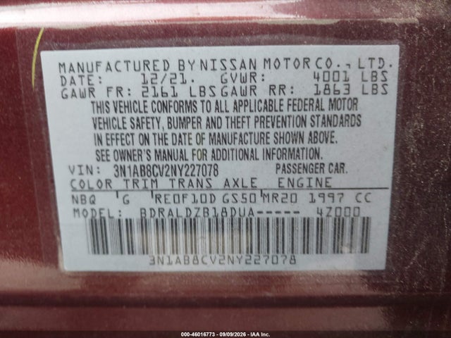 Aukcja sprzedaży 2022 Nissan Sentra Sv Xtronic Cvt, vin: 3N1AB8CV2NY227078, numer aukcji: 46016773