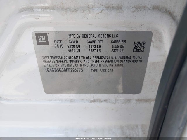 Продажа на аукционе авто 2015 Buick Lacrosse Leather, vin: 1G4GB5G38FF295775, номер лота: 46016811