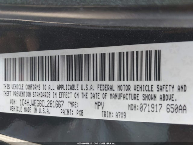 Продажа на аукционе авто 2012 Jeep Wrangler Unlimited Sahara, vin: 1C4HJWEG6CL281667, номер лота: 46016820