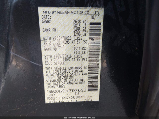 Продаж на аукціоні авто 2014 Nissan Frontier Sv, vin: 1N6AD0EV9EN707652, номер лоту: 46016844