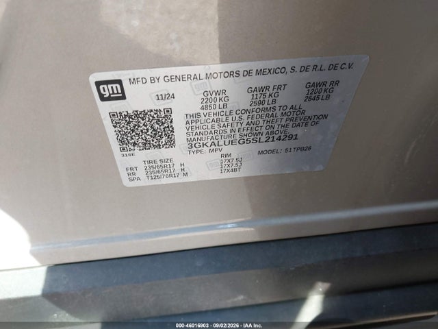 Продажа на аукционе авто 2025 Gmc Terrain Awd Elevation, vin: 3GKALUEG5SL214291, номер лота: 46016903