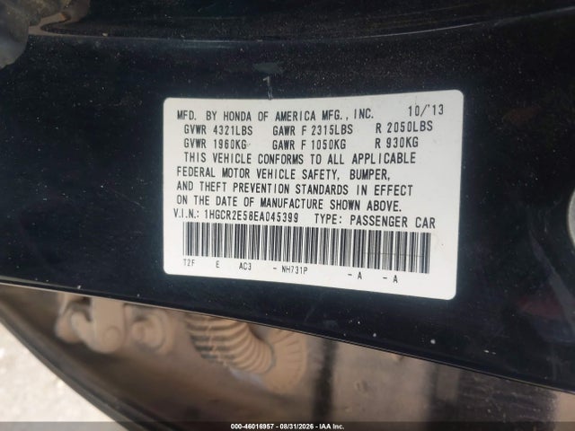 Продаж на аукціоні авто 2014 Honda Accord Sport, vin: 1HGCR2E58EA045399, номер лоту: 46016957