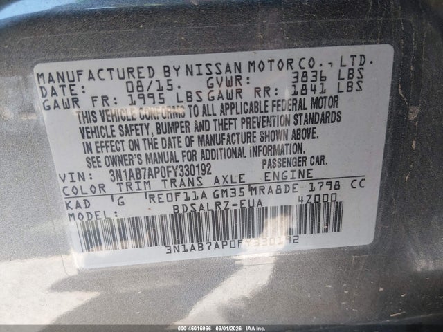 Nissan SENTRA SR 2015 3N1AB7AP0FY330192 Image 9